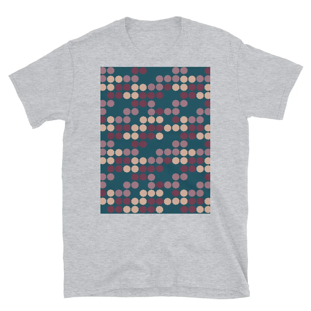 Patterned Short-Sleeve Unisex T-Shirt | 50s Style Blue | Vintage Dot Matrix