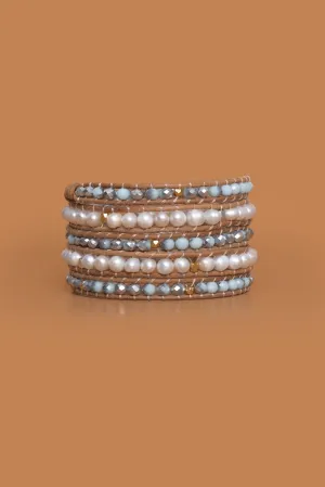 Pearl Amazonite Five Layer Wrap