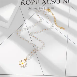 Pearl & 18K Gold-Plated Station Daisy Pendant Necklace