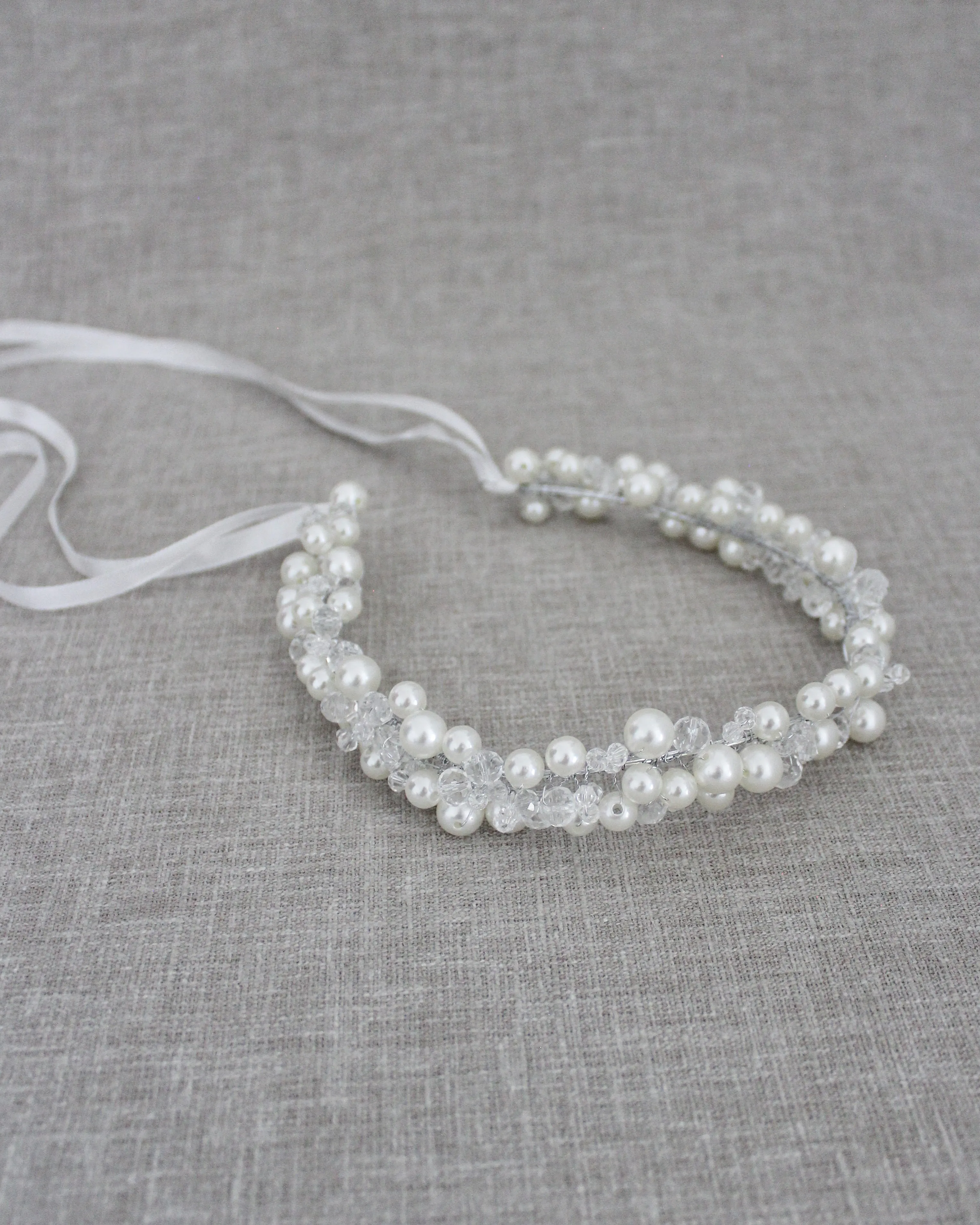 Pearl and Crystal Beaded Headpiece