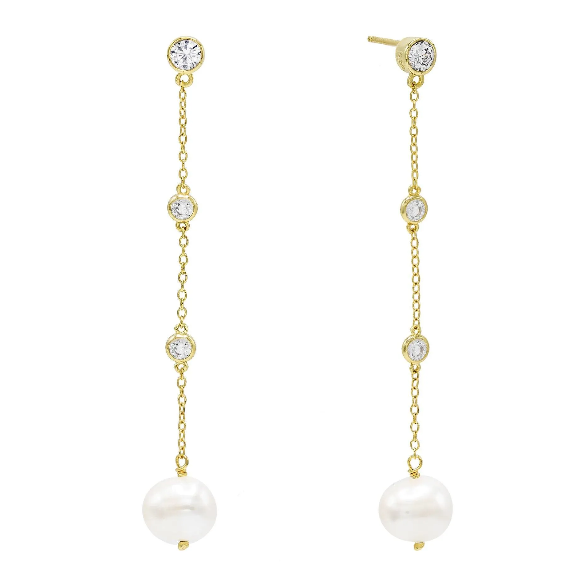 Pearl Bezel Drop Stud Earring