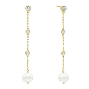 Pearl Bezel Drop Stud Earring