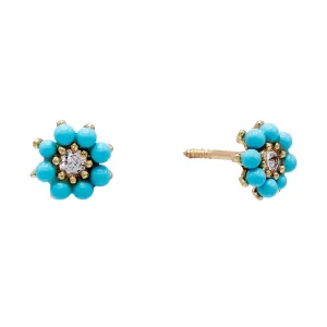 Pearl CZ Flower Stud Earring 14K