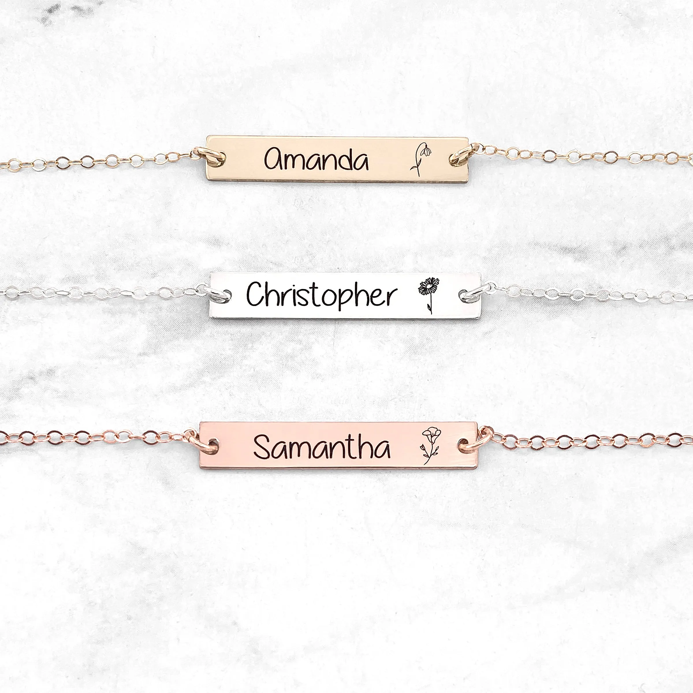 Personalized Birth Flower Bracelet