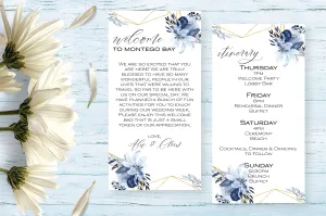 Personalized Wedding Welcome Letter & Itinerary - Dainty Dusty Blue