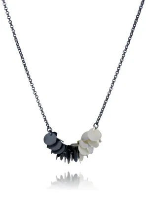 Petals Long Necklace Black & Silver