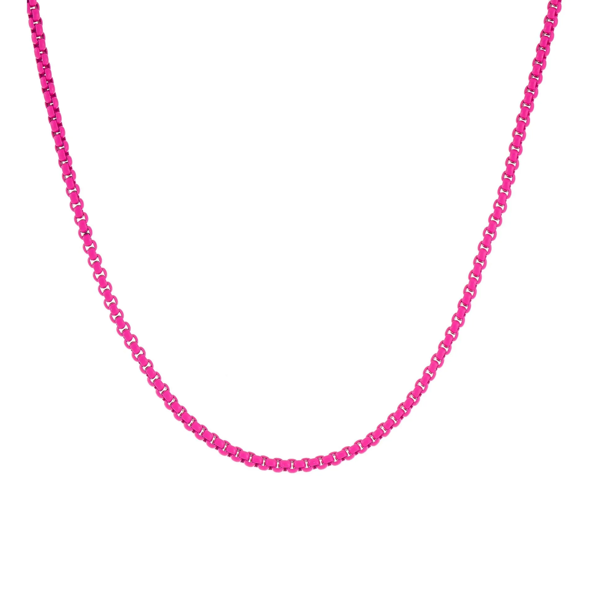 Pink Enamel Rope Chain Necklace
