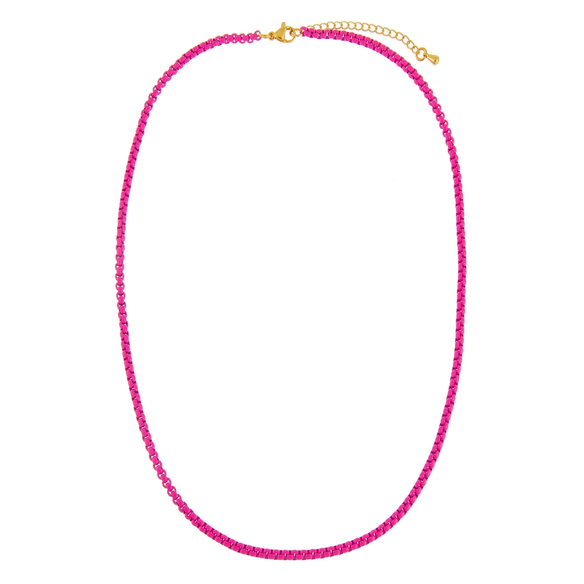 Pink Enamel Rope Chain Necklace