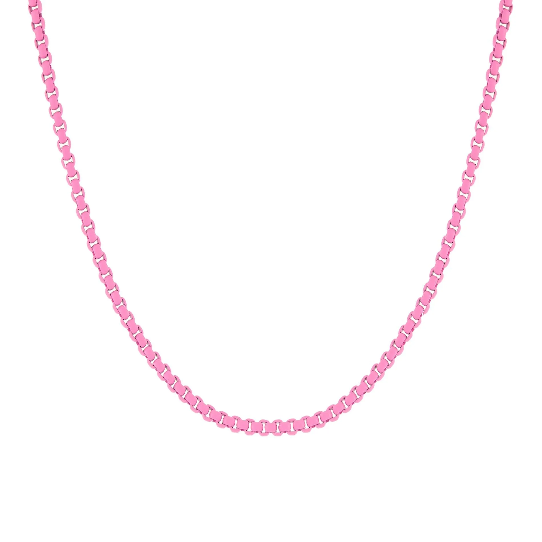 Pink Enamel Rope Chain Necklace