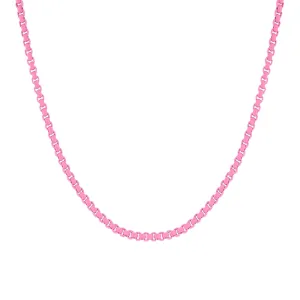 Pink Enamel Rope Chain Necklace