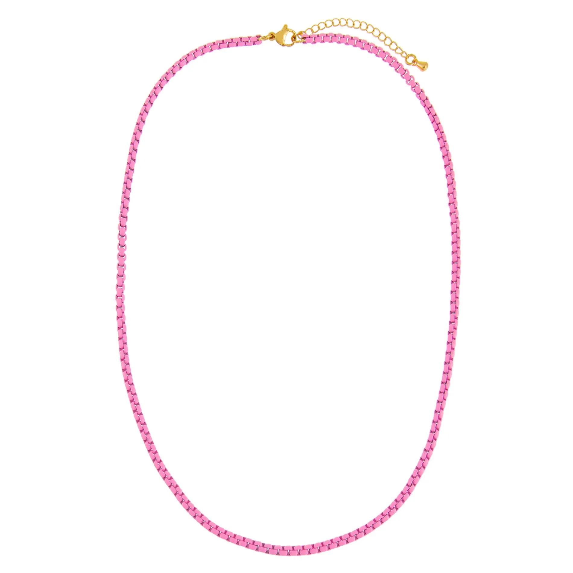 Pink Enamel Rope Chain Necklace