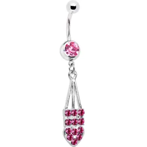 Pink Jeweled Arrow Heart Belly Ring