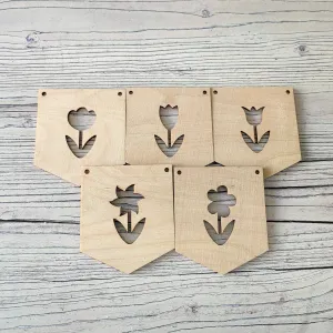 Plywood Basic Flowers Flag Bunting