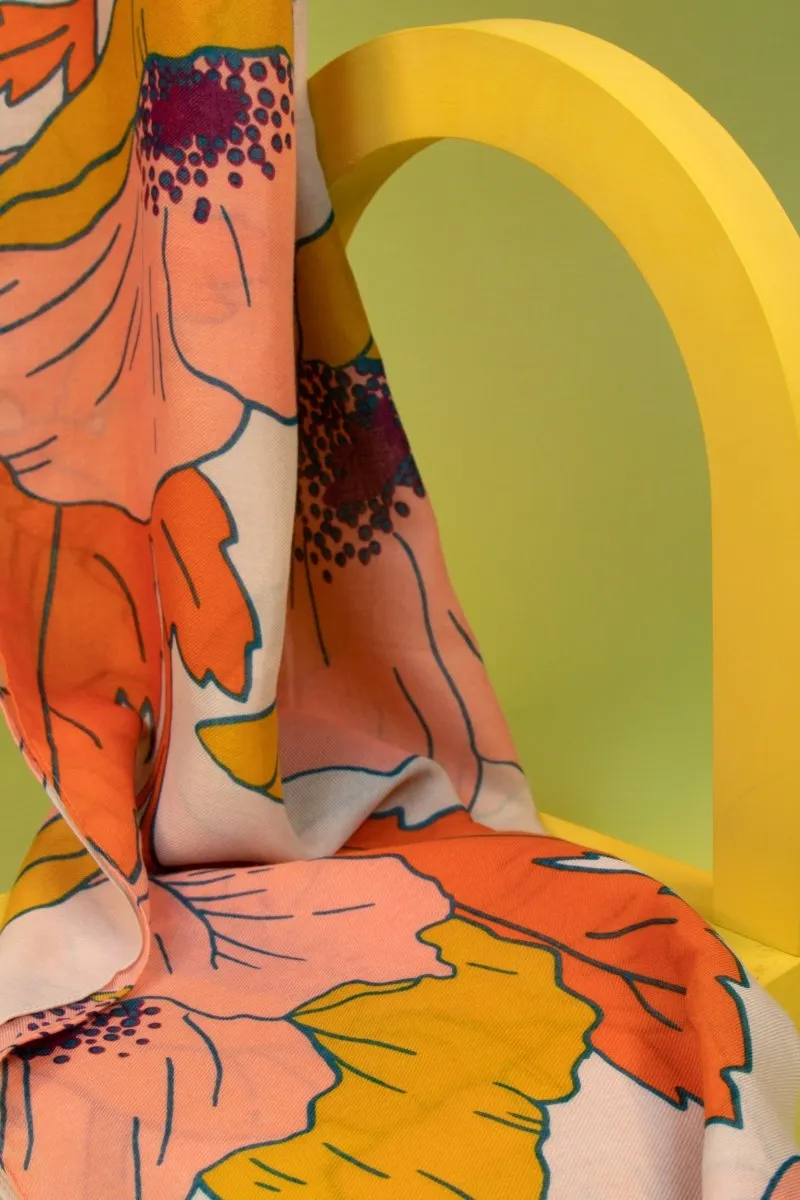 Powder Pastel Summer Poppy Scarf