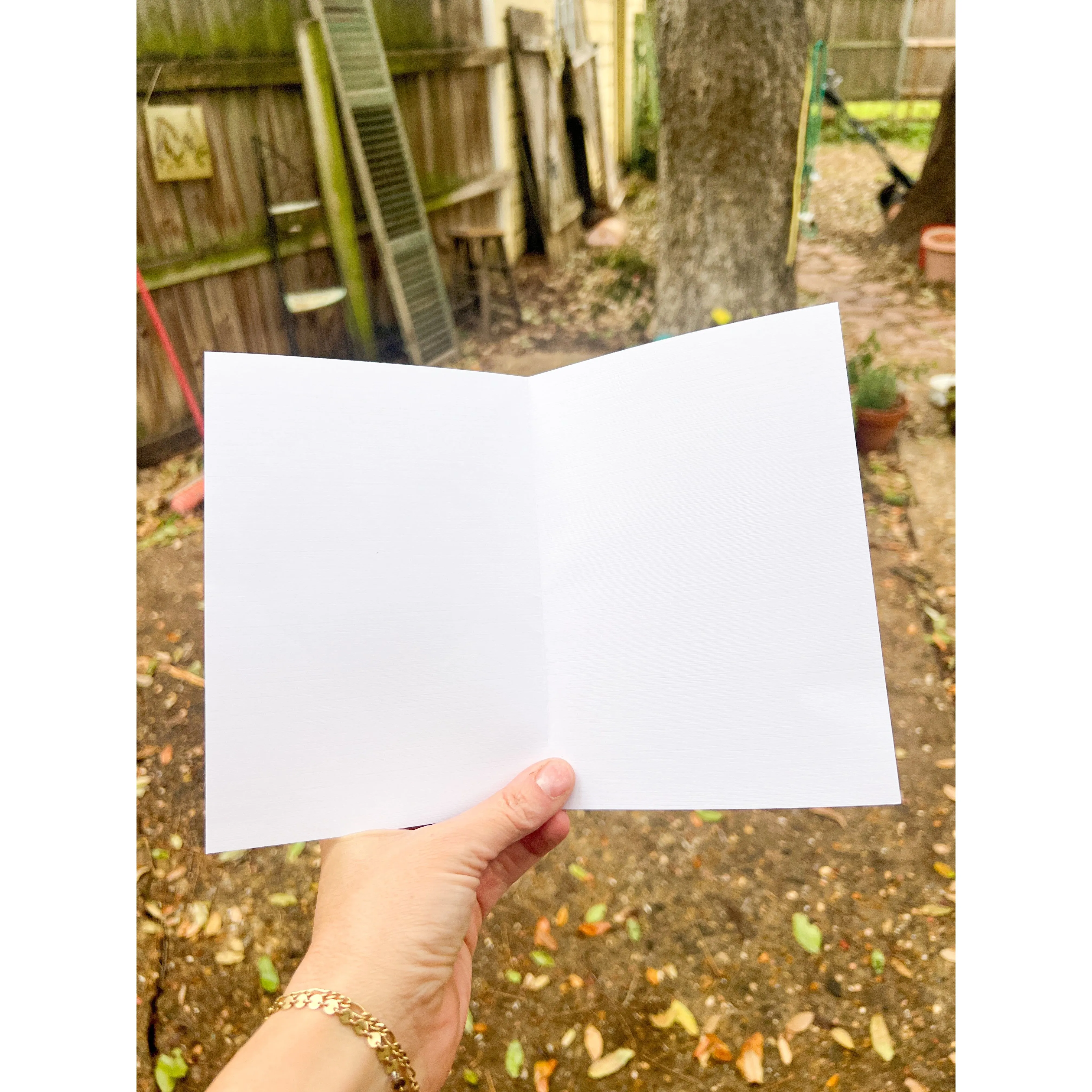 Pressed flower heart blank greeting card