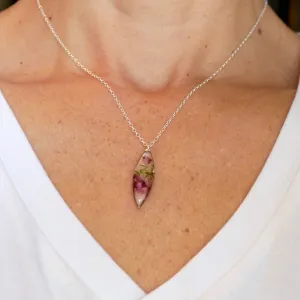 Pressed Heather dainty Marquise Necklace