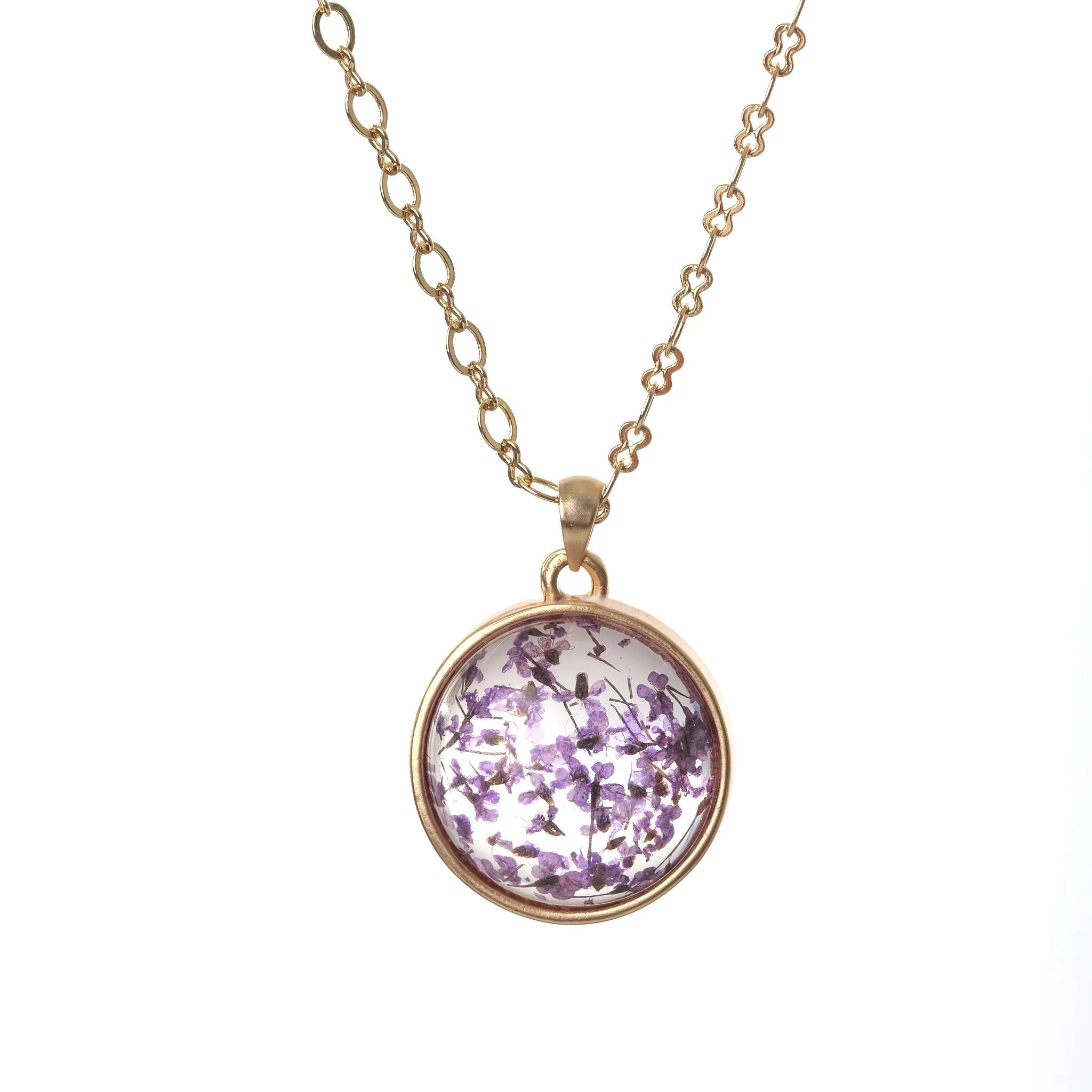 Purple Dried Flower Orb Necklace