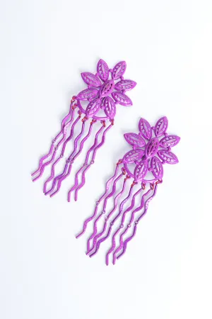 Purple Flower Fringe Earring
