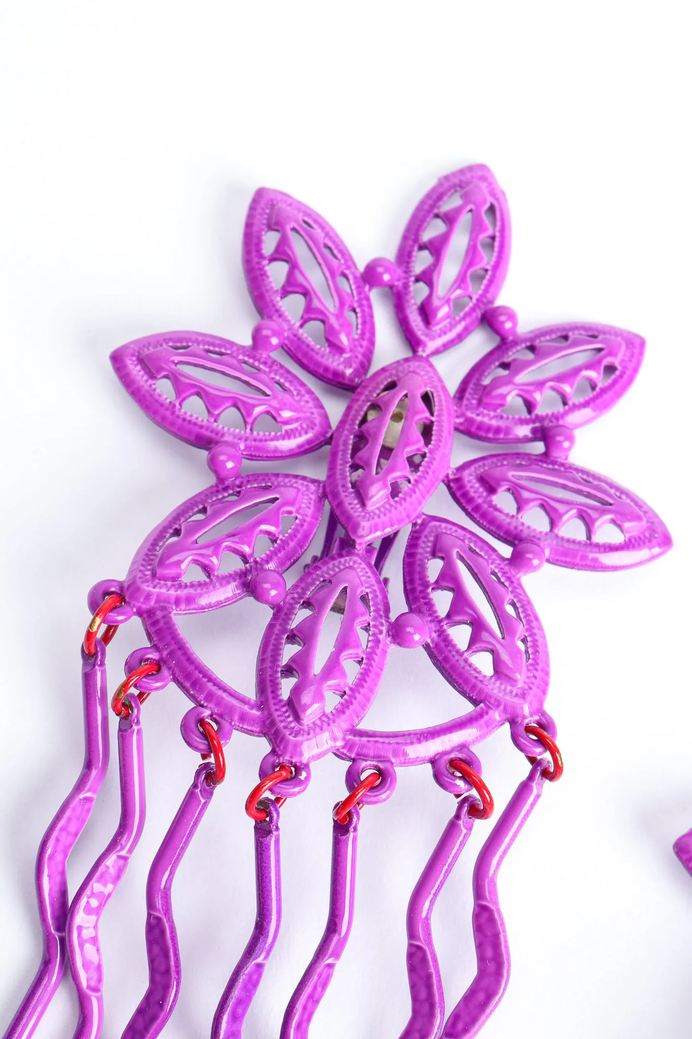 Purple Flower Fringe Earring