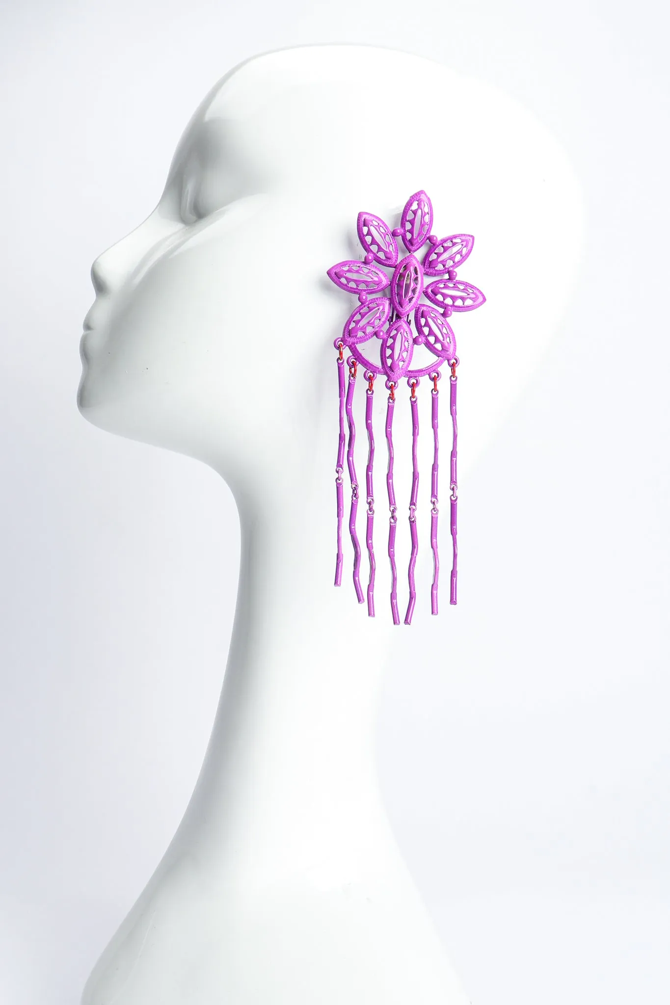 Purple Flower Fringe Earring
