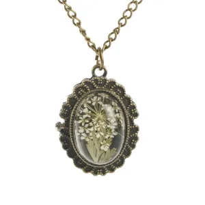 Queen Anne's Lace Pressed Flower Pocket Watch