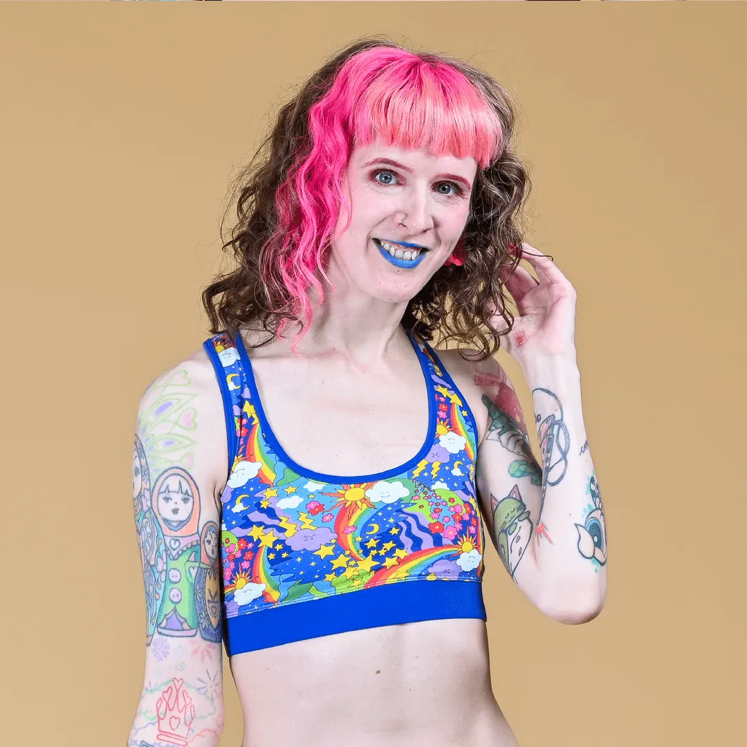 Racerback Bralette - Retro Rainbows