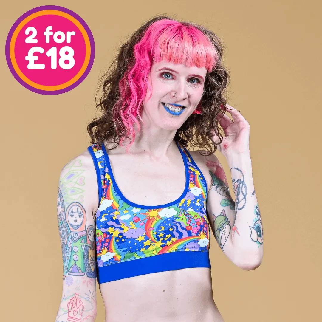 Racerback Bralette - Retro Rainbows