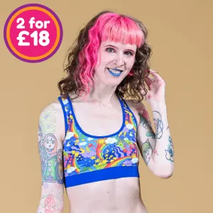Racerback Bralette - Retro Rainbows