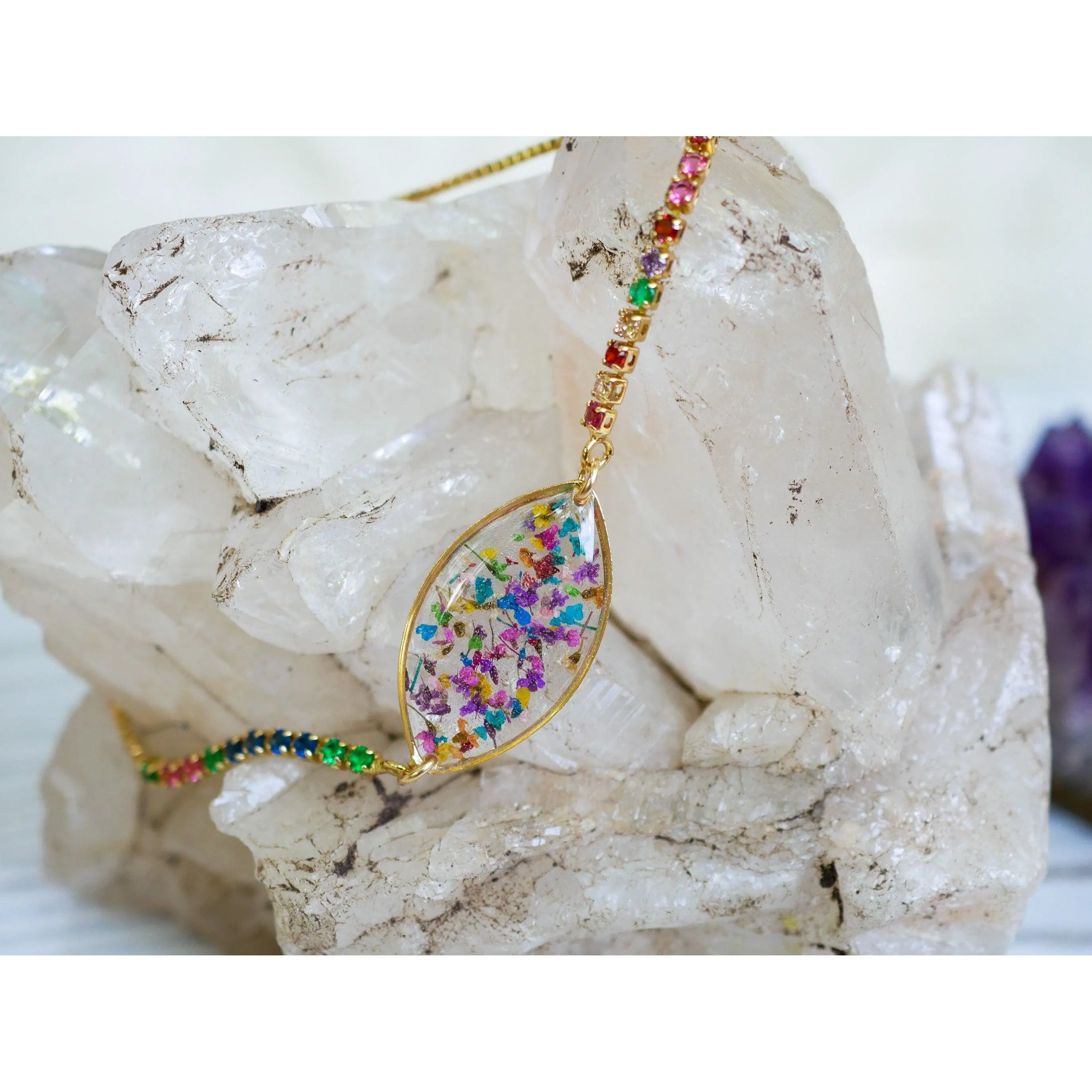 Rainbow Flower Confetti Bracelet
