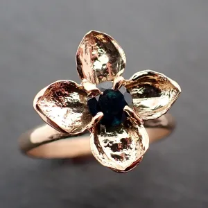 Real Lilac Flower casting with faceted Sapphire 14k Yellow gold Solitaire Enchanted Garden Floral Ring byAngeline 3393