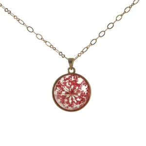 Red Dried Flower Orb Necklace