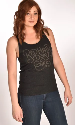 Red Hair Don't Care Retro Charcoal Unisex Tank