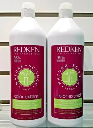 Redken Nature Science Color Extend Shampoo & Conditioner 33 oz DUO Vegan