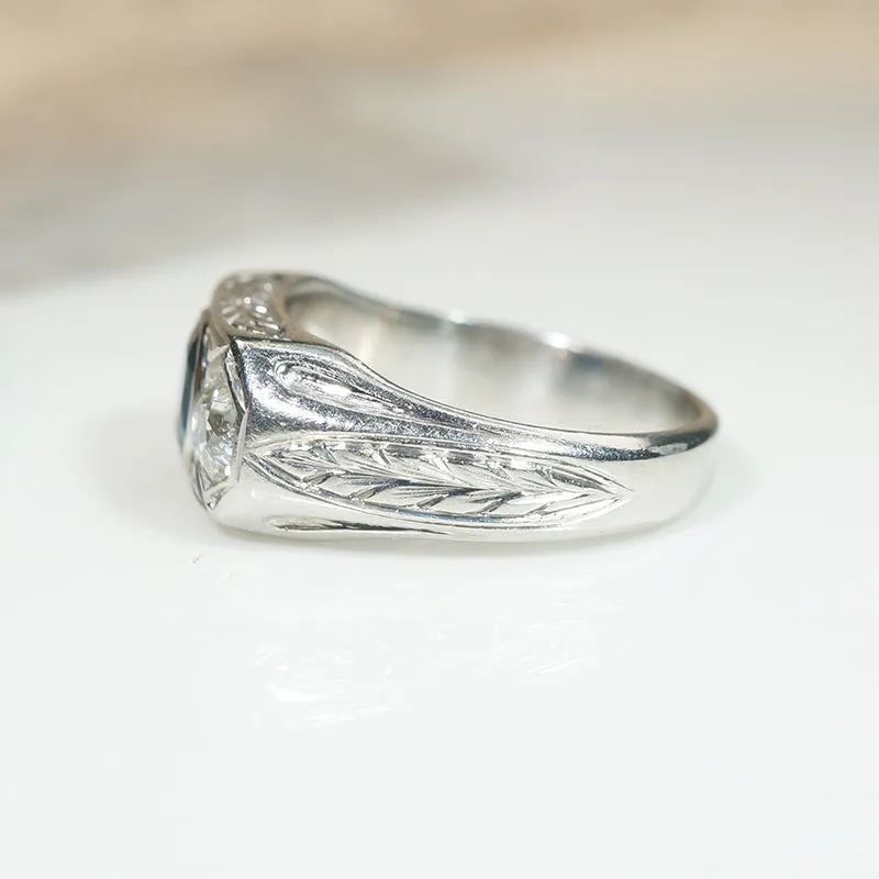Remarkable Sapphire & Old Mine Diamond Edwardian Ring