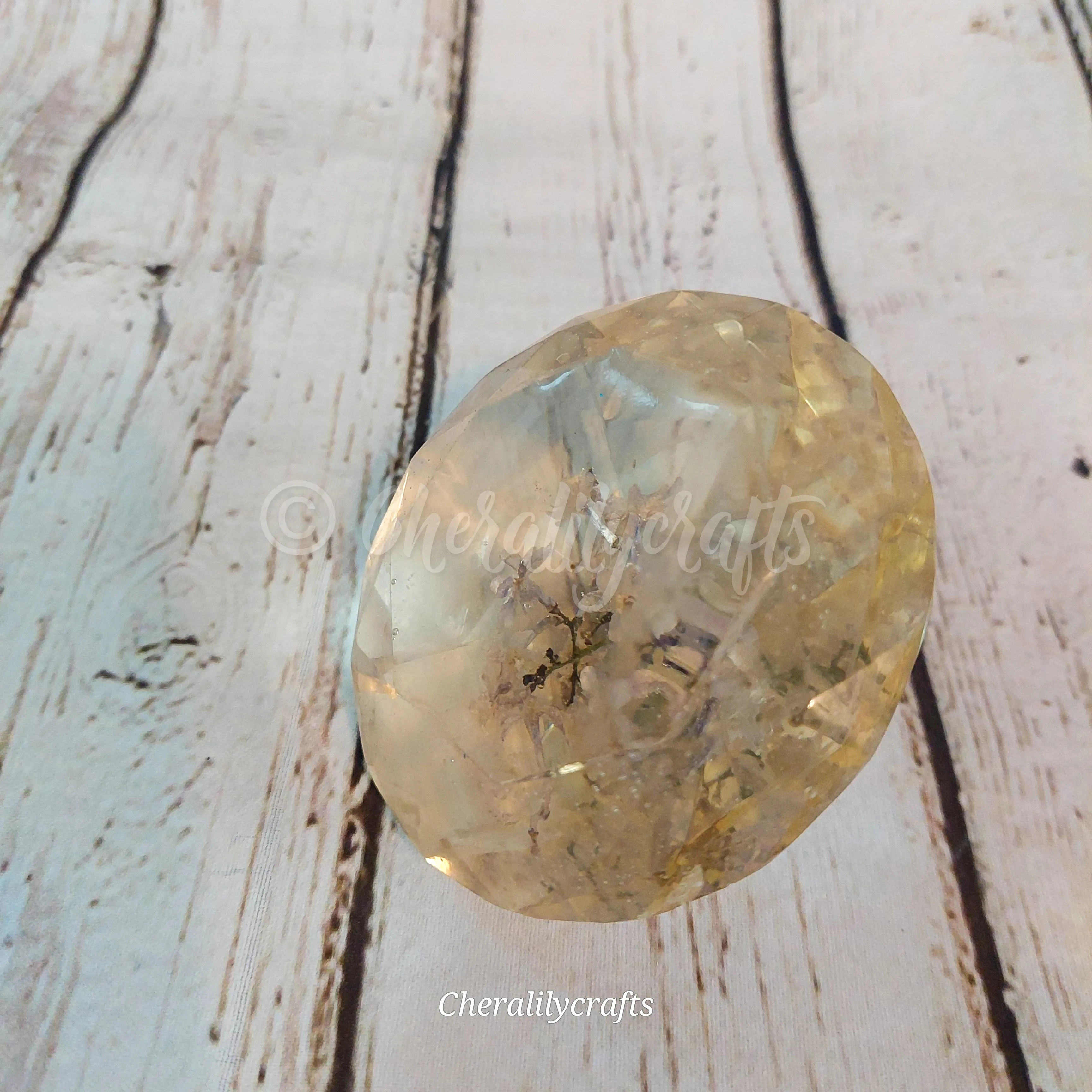 Resin Diamond with embedded Lilac Flowers