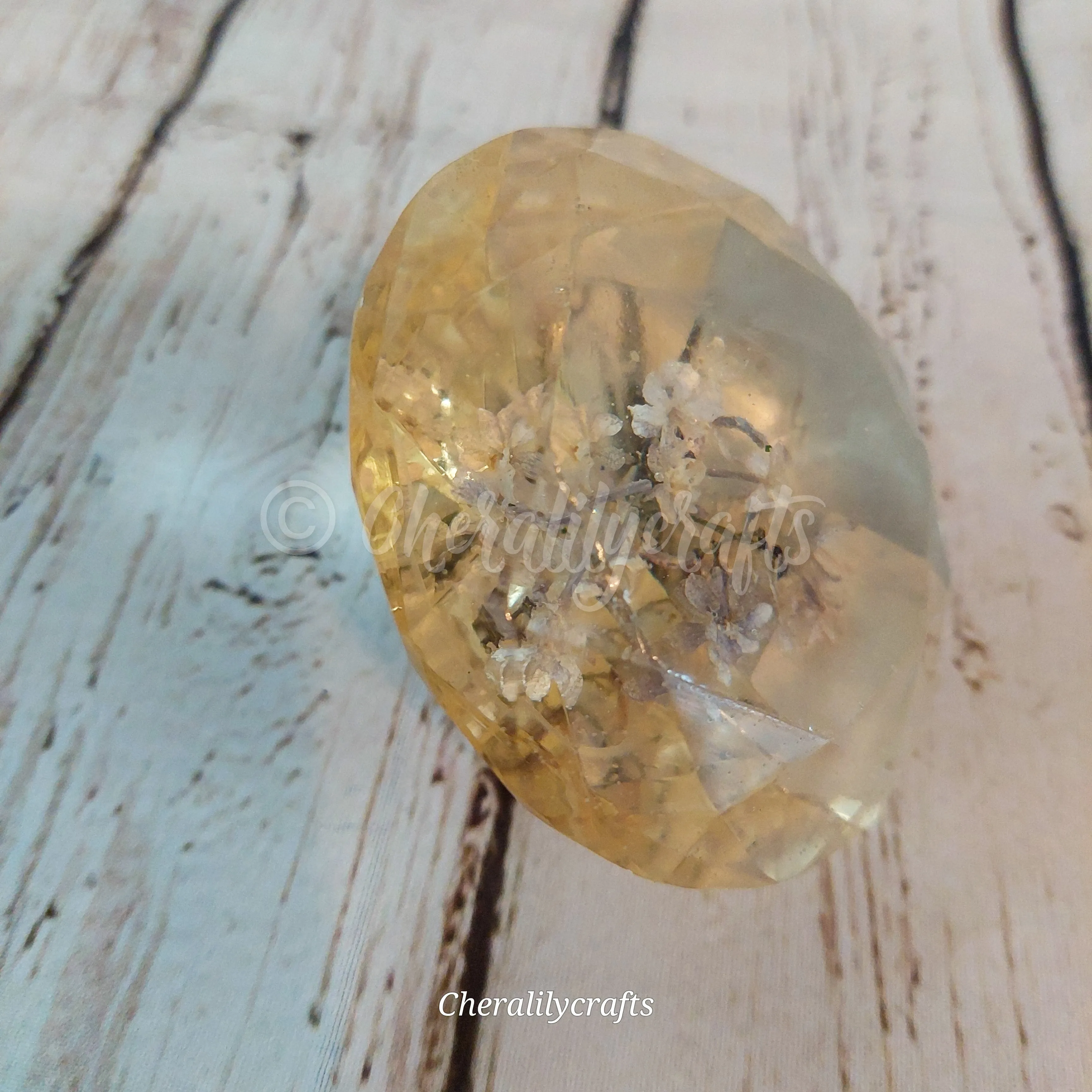 Resin Diamond with embedded Lilac Flowers