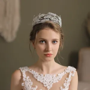 Retro Beadings Wedding Baroque Dome Diamond Bride Crown Women Hair Accessories