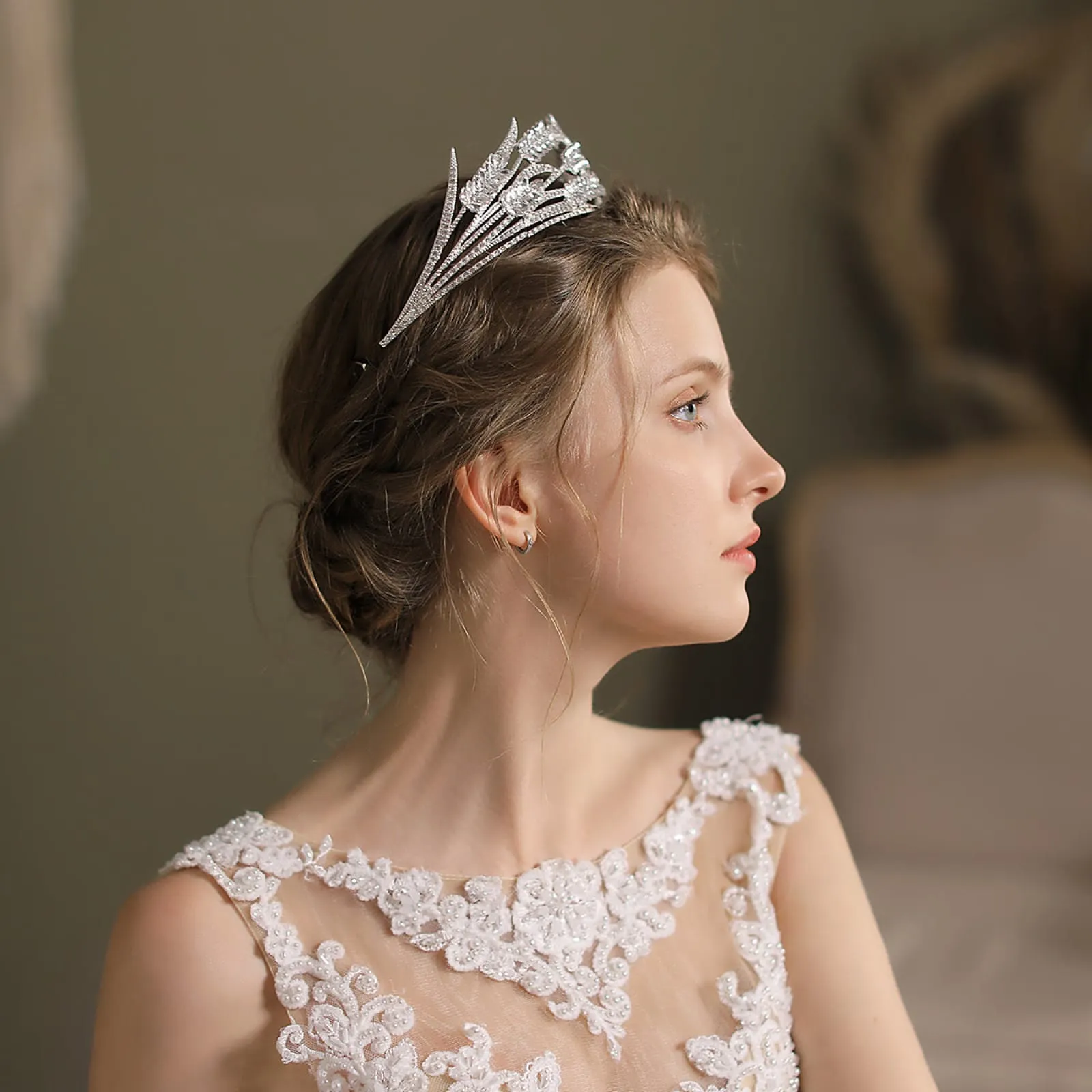 Retro Beadings Wedding Baroque Dome Diamond Bride Crown Women Hair Accessories