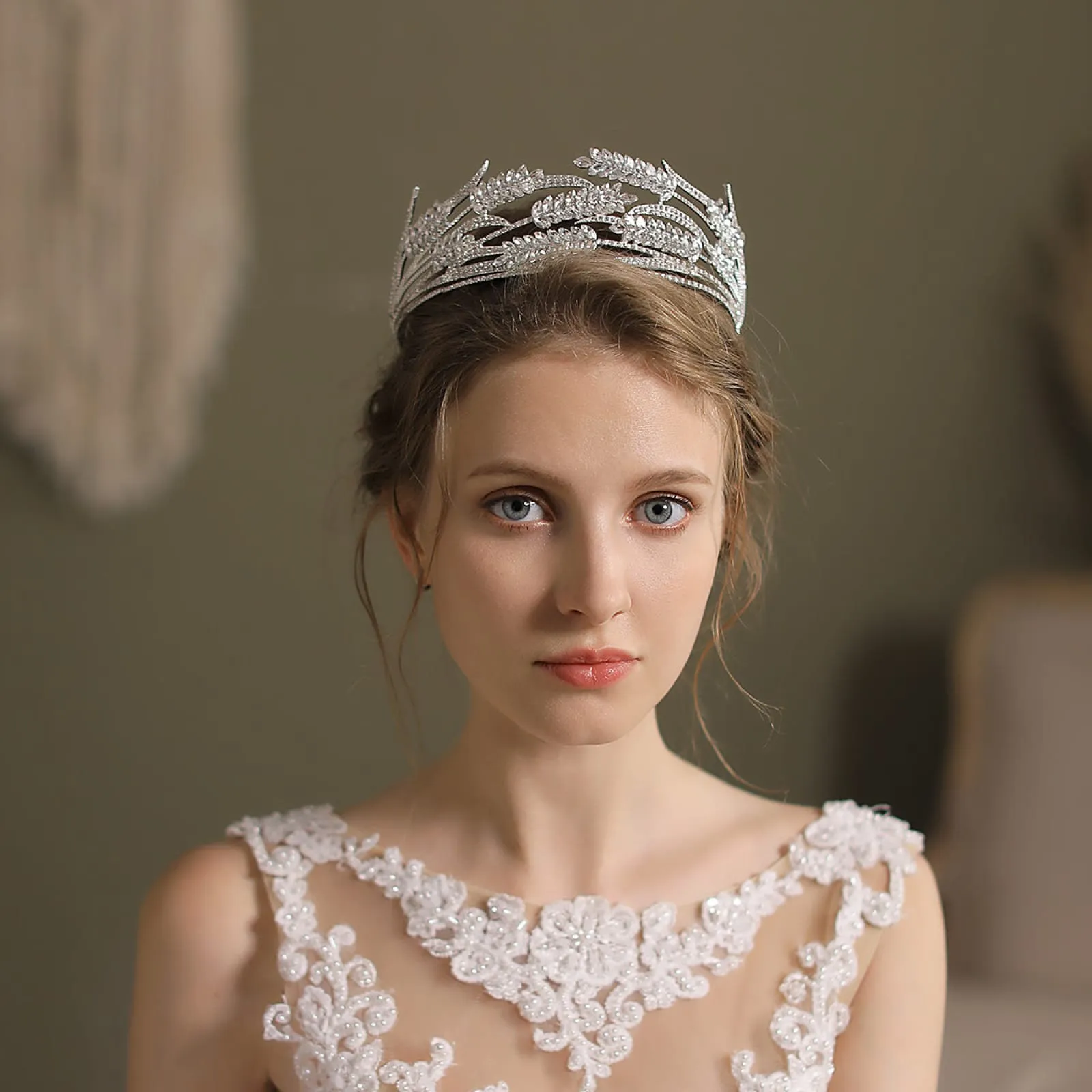 Retro Beadings Wedding Baroque Dome Diamond Bride Crown Women Hair Accessories