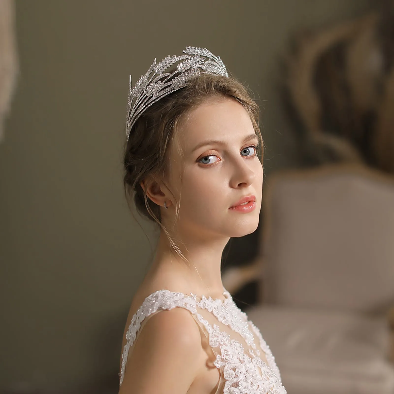 Retro Beadings Wedding Baroque Dome Diamond Bride Crown Women Hair Accessories