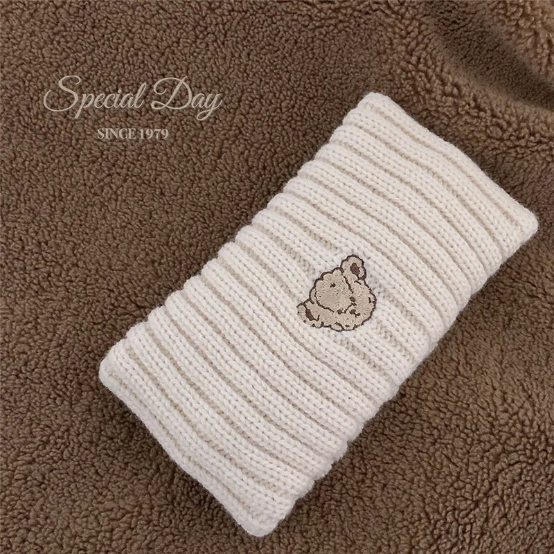 Retro Bear Embroidered Knit Headband / Sock UB6257