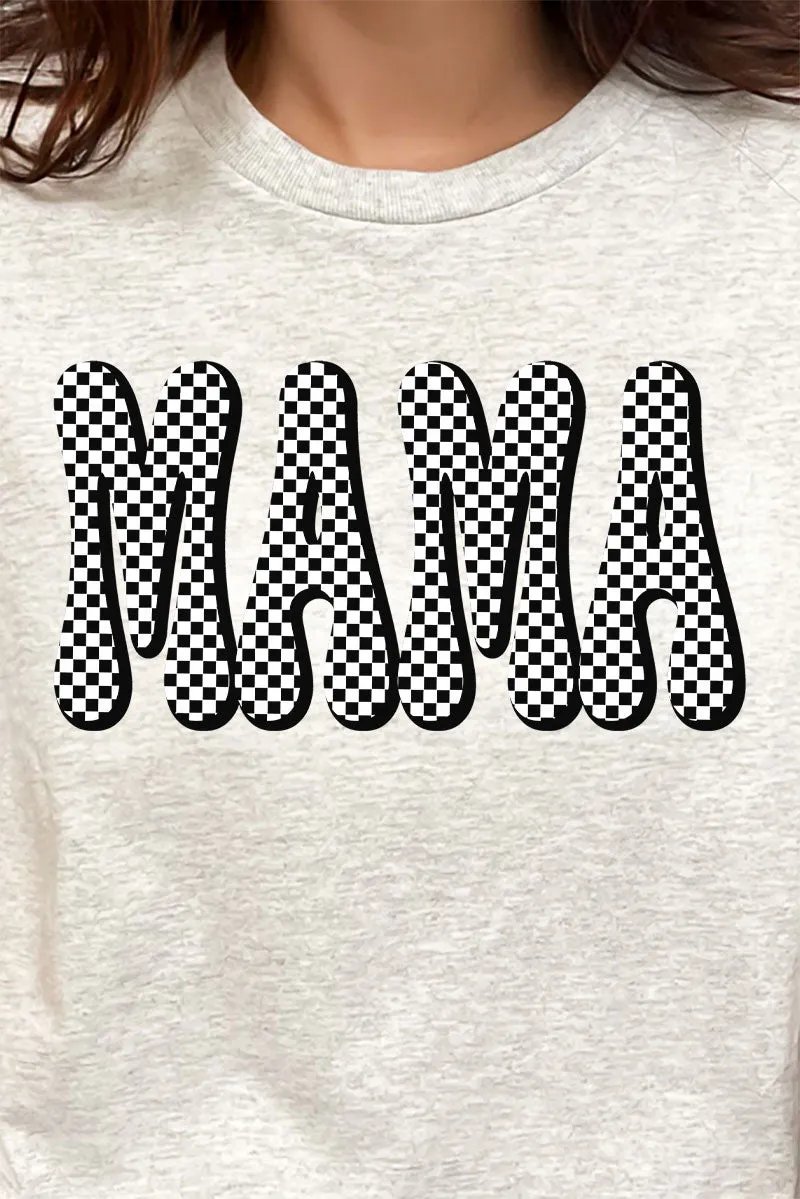 Retro Checkered Mama Short Sleeve Relaxed Fit T-Shirt