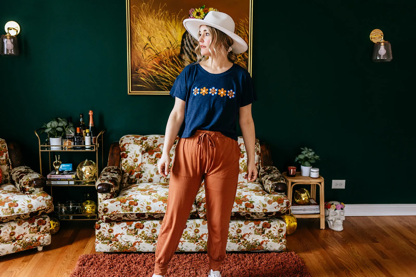 retro daisy slub crop tee