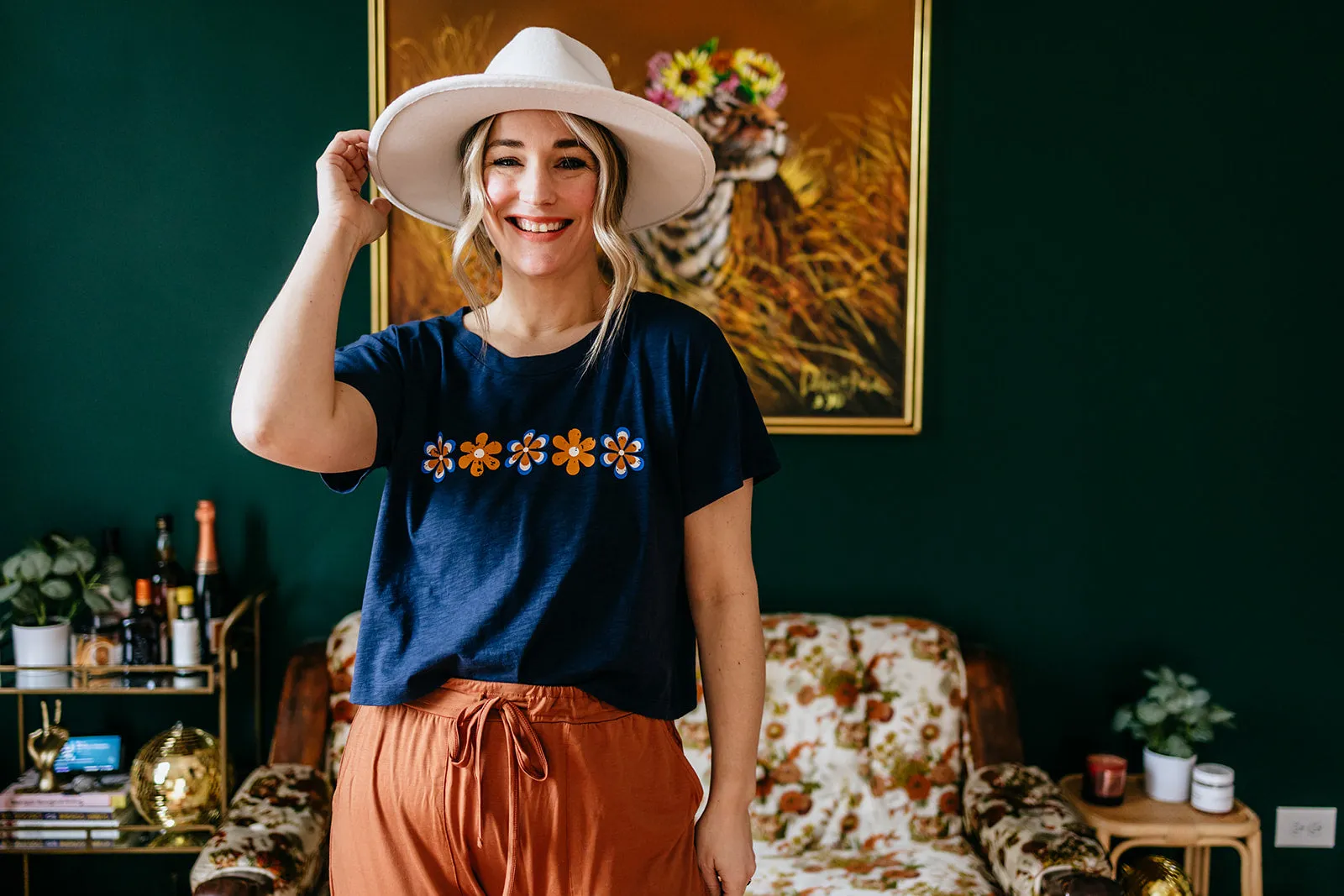 retro daisy slub crop tee