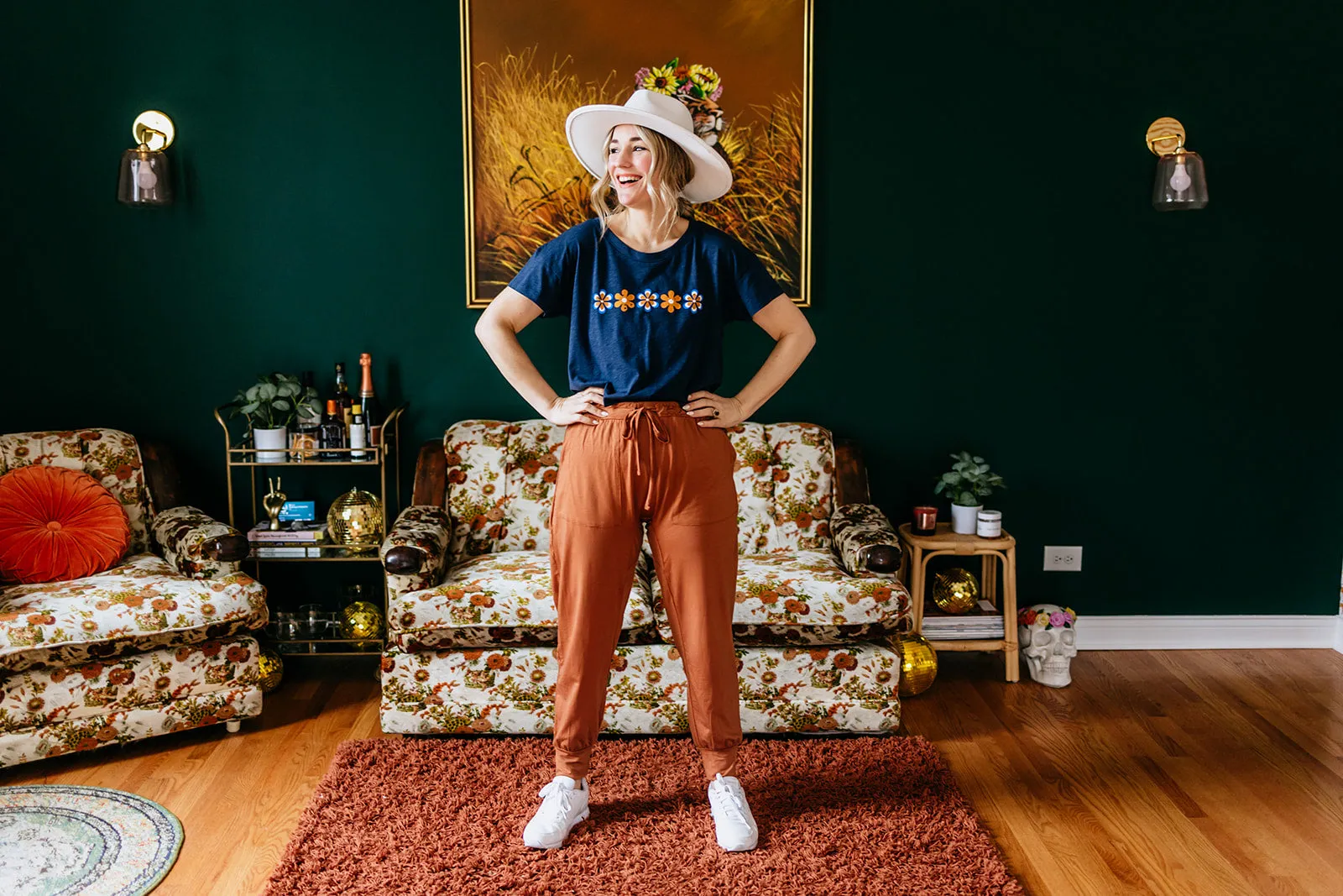 retro daisy slub crop tee