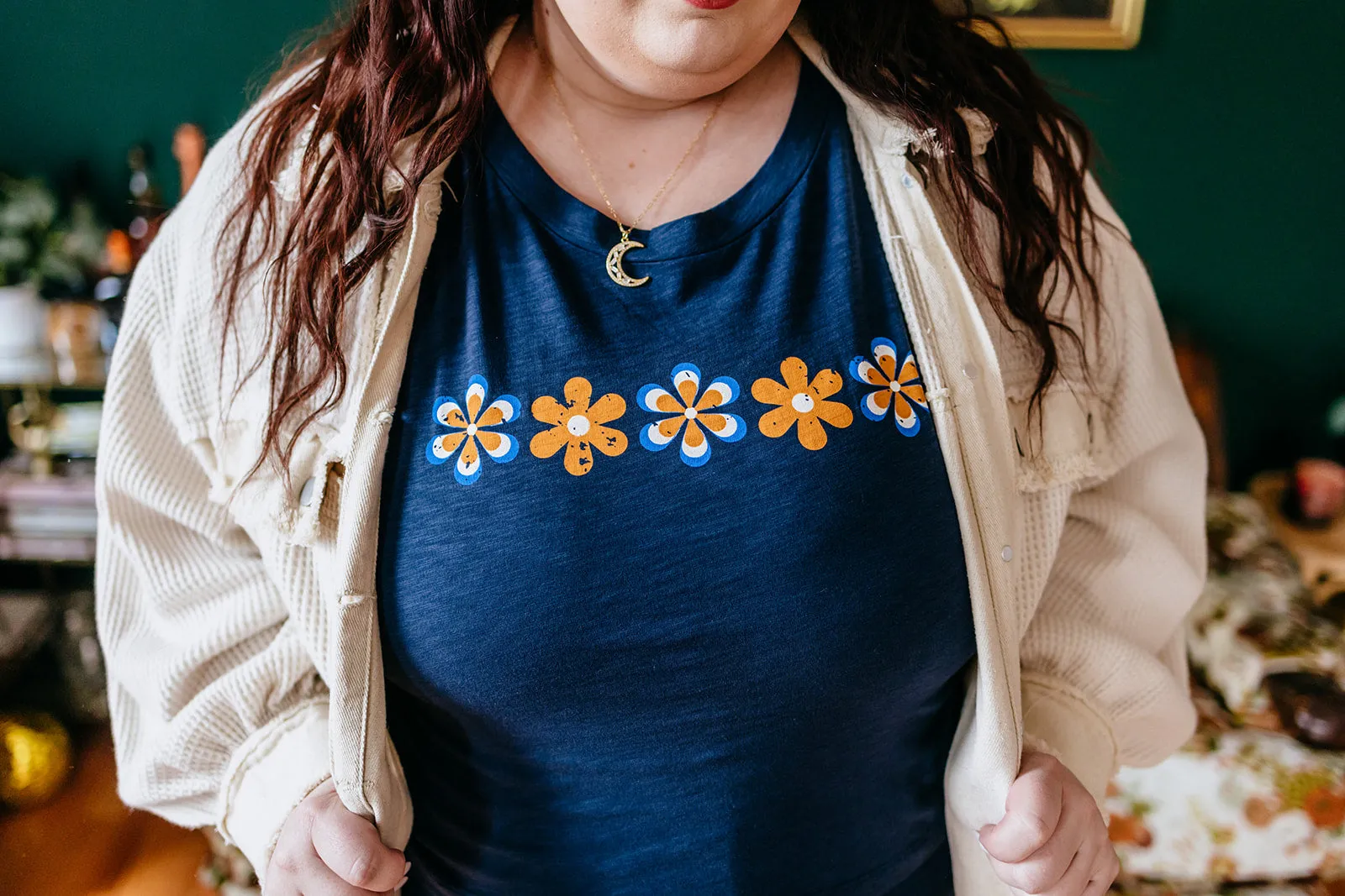 retro daisy slub crop tee