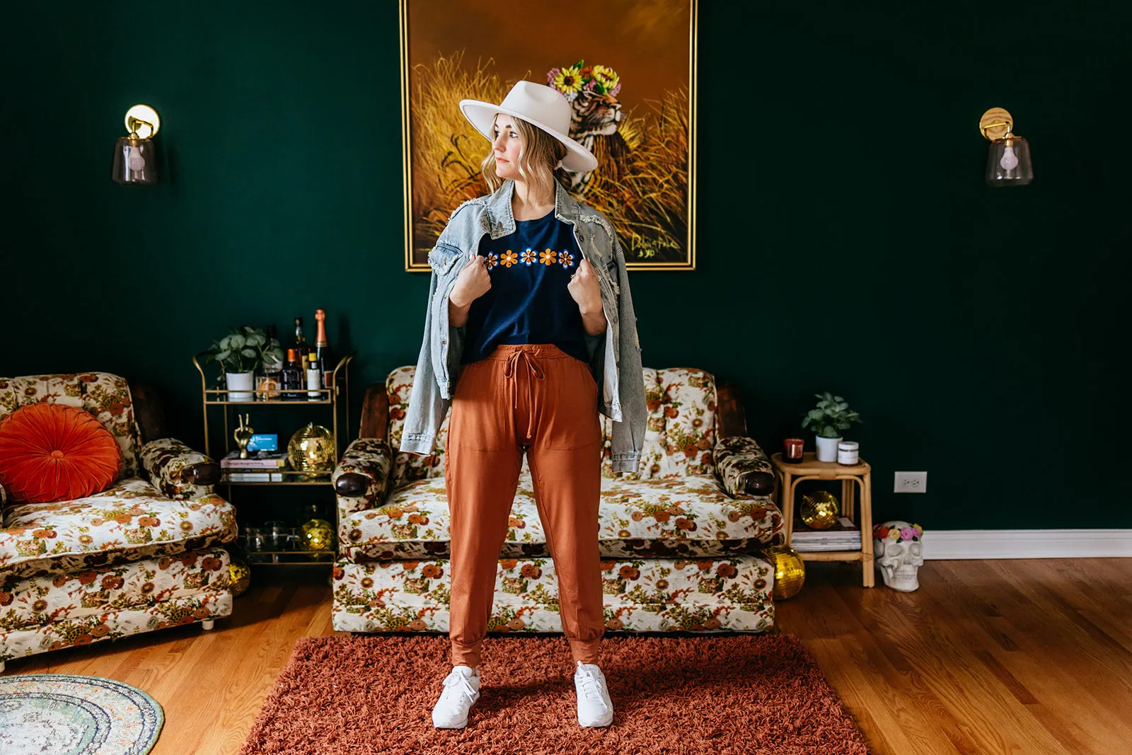 retro daisy slub crop tee