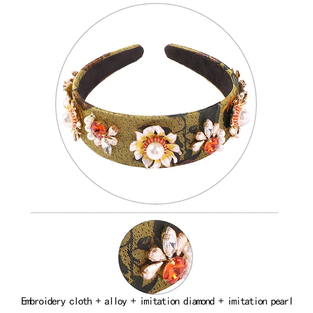 Retro Hollow Imitation Pearls Wide-brimmed Headband