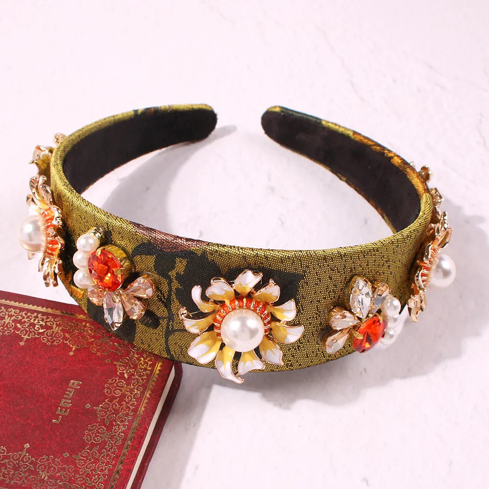 Retro Hollow Imitation Pearls Wide-brimmed Headband