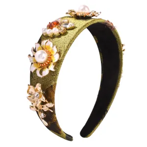 Retro Hollow Imitation Pearls Wide-brimmed Headband